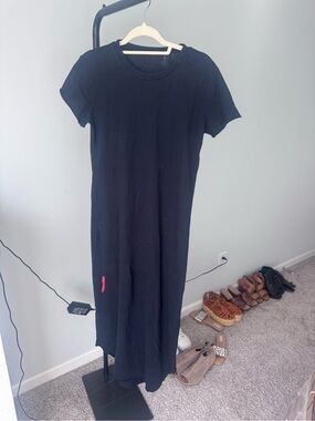 Frank & Eileen Black Maxi Dress with Pink Tab